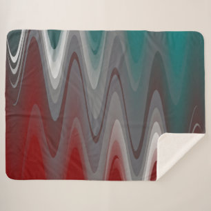 Grijze golven op burgundy turquoise sherpa deken