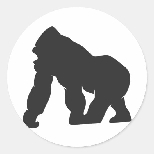 Grijze gorilla ronde sticker (Voorkant)