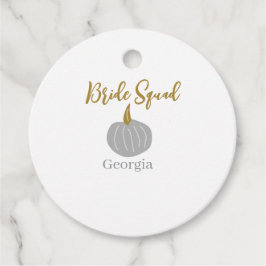 Grijze gouden pompoen herfst bruid squad modern  bedankjes labels