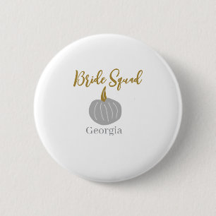 Grijze gouden pompoen herfst bruid squad modern ronde button 5,7 cm