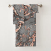 Grijze gouden roos, gemarmerd modern design bad handdoek (Insitu)