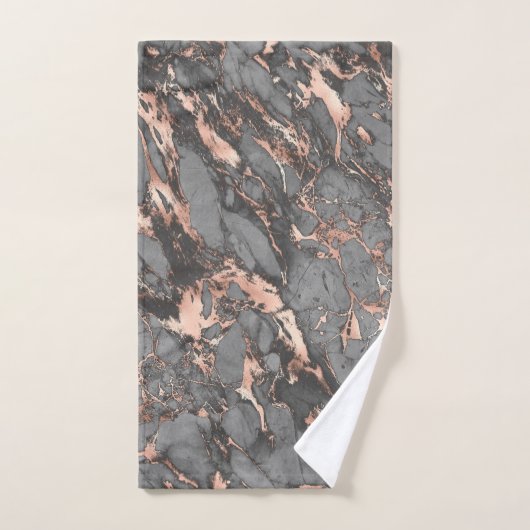 Grijze gouden roos, gemarmerd modern design bad handdoek (Handdoek)