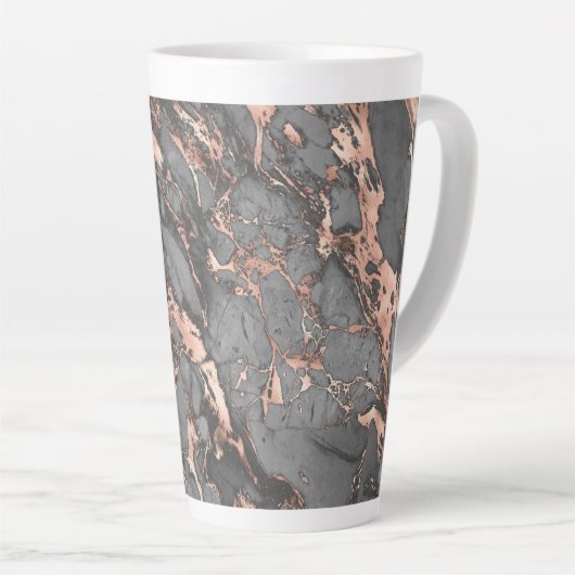Grijze gouden roos, gemarmerd modern design latte mok (Rechterhoek)
