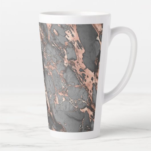 Grijze gouden roos, gemarmerd modern design latte mok (Rechts)