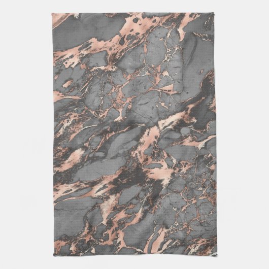 Grijze gouden roos, gemarmerd modern design theedoek (Verticaal)