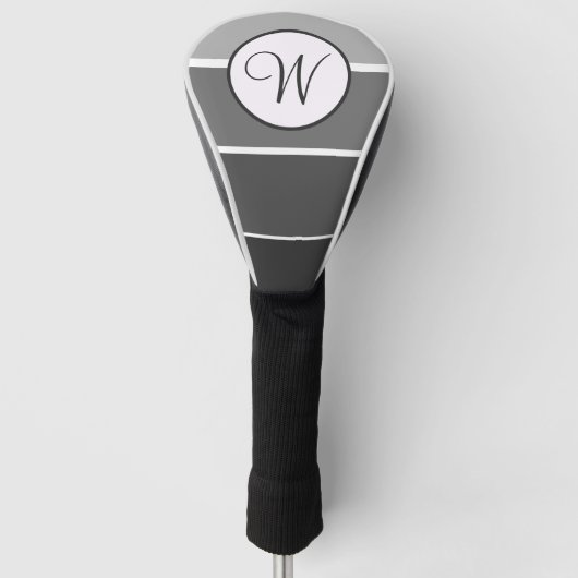 Grijze Gradiënt Blok Modern Monogram Golfheadcover (Voorkant)