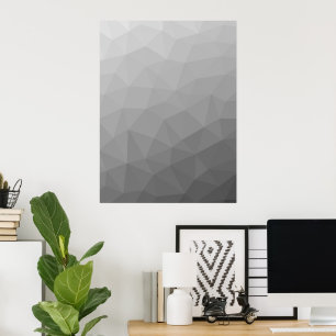 Grijze Gradiënt Geometrisch Gaas Patroon Poster