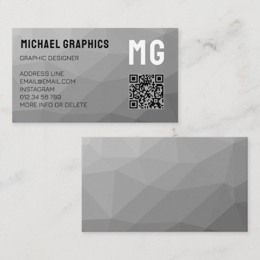 Grijze Gradiënt Geometrisch Mesh Patroon Elegant Visitekaartje (Voorkant / Achterkant)