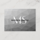 Grijze Gradiënt Geometrisch Mesh Patroon Monogram Visitekaartje (Achterkant)