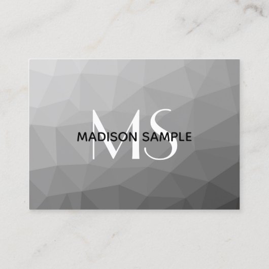 Grijze Gradiënt Geometrisch Mesh Patroon Monogram Visitekaartje (Achterkant)