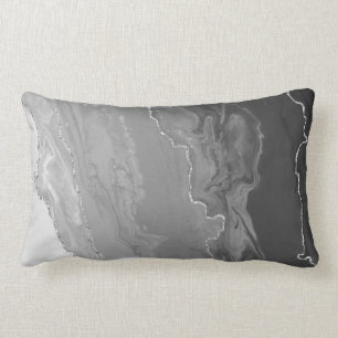 Grijze Gradient Ombre Kleur Zilver Metallic Lijnen Kussen