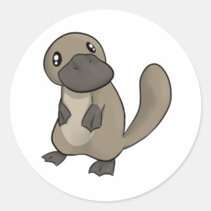 Grijze/Grijze Cartoon Platypus Ronde Sticker