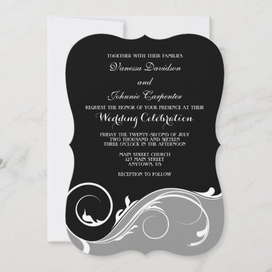 Grijze grijze zwarte racket bruiloft kaart (Voorkant)