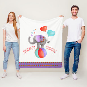 Grijze grillige olifant waterverf circusnaam fleece deken