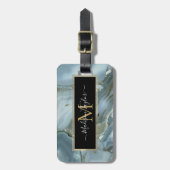 Grijze groene blauwe marmertextuur, in de rack bagagelabel (Voorkant verticaal)