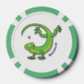 Grijze groene gekko-groeten met bug-cartoon poker chips (Achterkant)