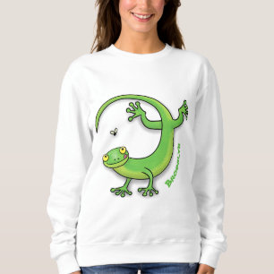 Grijze groene gekko-groeten met bug-cartoon trui