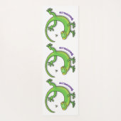 Grijze groene gekko-groeten met bug-cartoon yogamat (Achterkant)