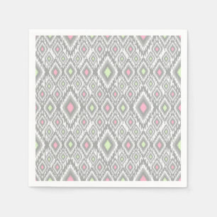 Grijze, groene, roze ruitjes op een witte servet