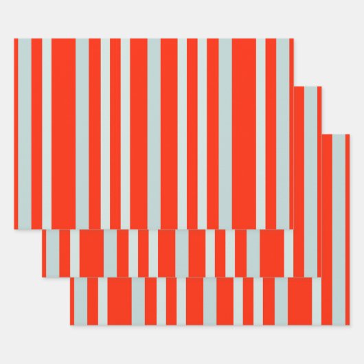 Grijze groene strepen op rood inpakpapier vel (Set)