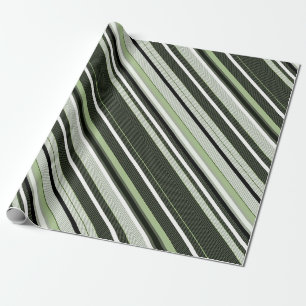Grijze, groene, witte strepen. cadeaupapier