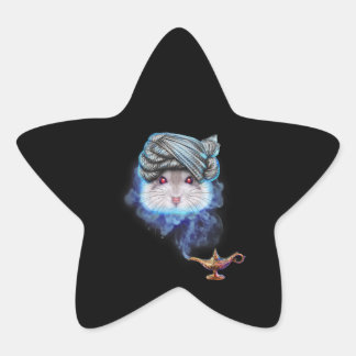 Grijze hamster als tovenaar geest met Magisch Ster Sticker