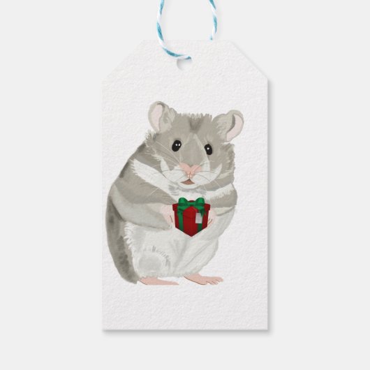 Grijze Hamster jongens gepersonaliseerd Kerstmis Cadeaulabel (Achterkant)