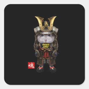 Grijze hamster met Japanse Samurai Vierkante Sticker