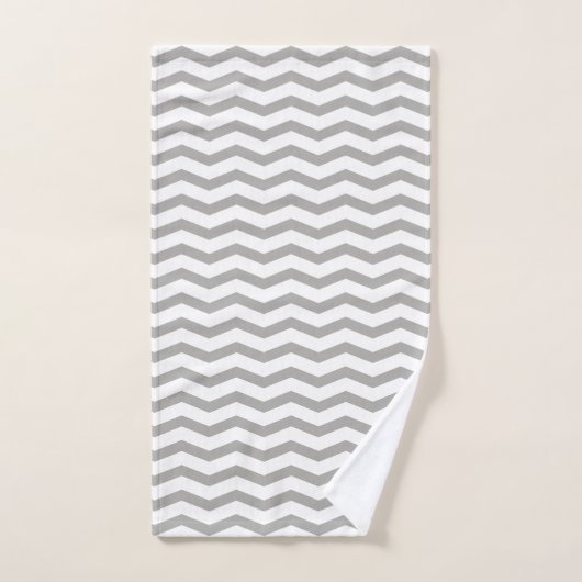 Grijze handdoekset met chevron stripe bad handdoek (Handdoek)