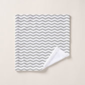 Grijze handdoekset met chevron stripe bad handdoek (Wasdoekje)