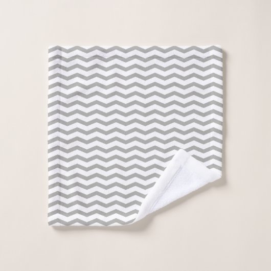 Grijze handdoekset met chevron stripe bad handdoek (Wasdoekje)