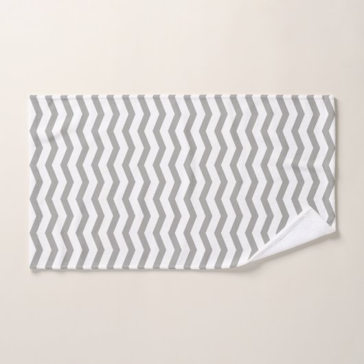 Grijze handdoekset met chevron stripe bad handdoek (Handdoek)