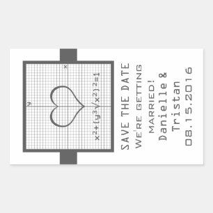 Grijze hart wiskunde grafiek save the date sticker