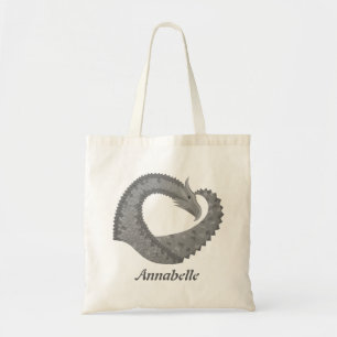 Grijze hartdraak op wit tote bag