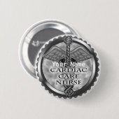 Grijze hartzorg verpleegster ronde button 5,7 cm (Voorkant /achterkant)