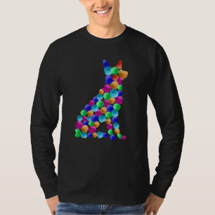 Grijze herdershond Waterverf stippenkunst T-shirt