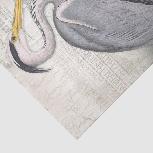 Grijze Heron Water Lily Pond  Decoupage Art Tissuepapier (Detail)