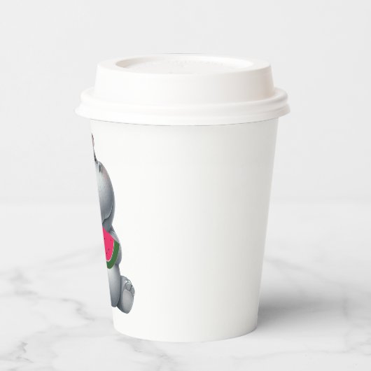 Grijze Hippo Watermeloen Verjaardag Papieren Bekers (Links)