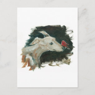 Grijze hond en vink schilderij! briefkaart