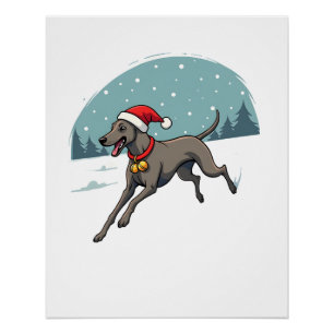 Grijze Hond Kerstsprint Perfect Poster