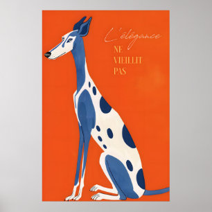 Grijze Hond Kunstprint Franse Spreuk Hond Illustr Poster