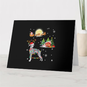 Grijze Hond Licht Kerst Reindeer Boom Kerstmis G Kaart