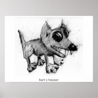 grijze hond met tanden poster