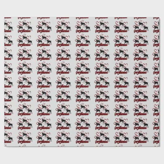 Grijze honden en rode harten cadeaupapier (Vlak)