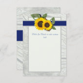 Grijze houten blauwe zonnebloem rustieke trouwdeke kaart (Voorkant / Achterkant)