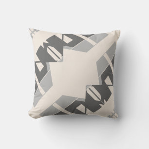 Grijze houtskool beige vormen diagonaal Abstract Kussen