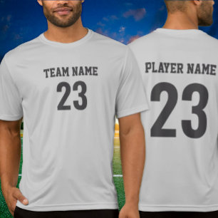 Grijze Houtskool Kleur Sportteam Rugnummer Shirt