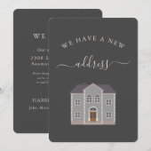 Grijze Huis Gepersonaliseerde Nieuwe Adres Aankond (Voorkant / Achterkant)