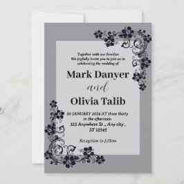Grijze huwelijksuitnodiging / eenvoudig & romantis kaart
