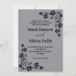 Grijze huwelijksuitnodiging / eenvoudig & romantis kaart